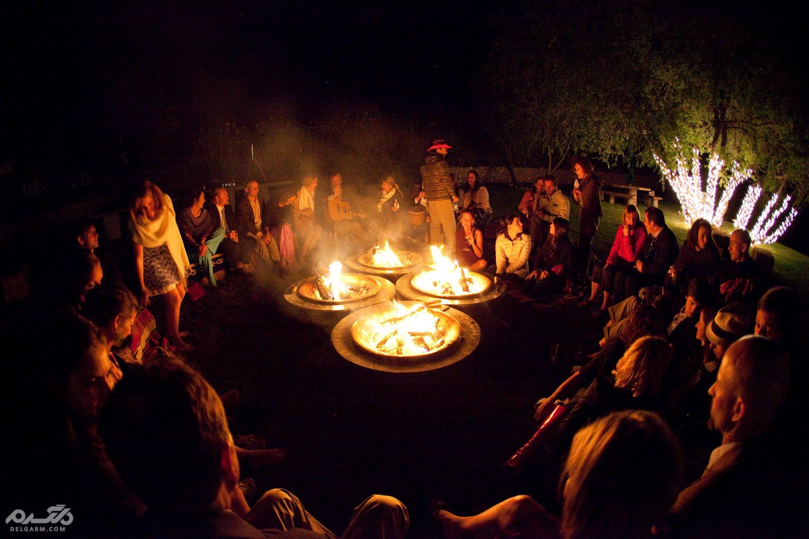 Sitting next to the fire