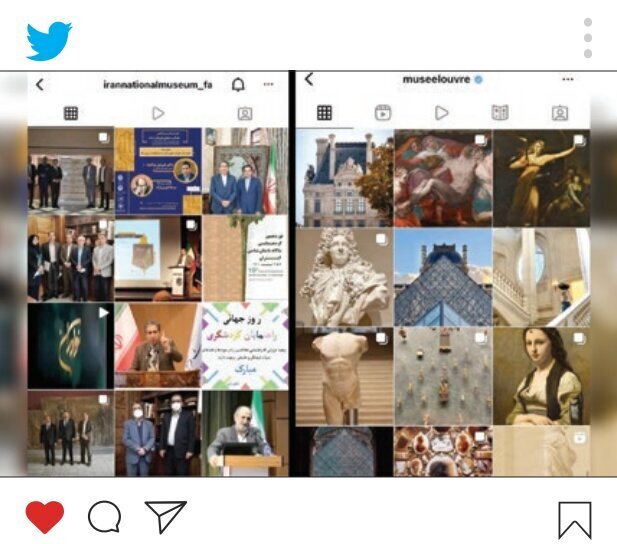 مقایسه ای شگفت انگیز در اینستاگرام موزه ایران باستان و موزه لوور پاریس  